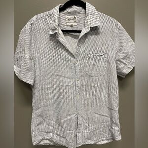 Bonobos White Short-Sleeve Button-Up Shirt with Navy Microprint